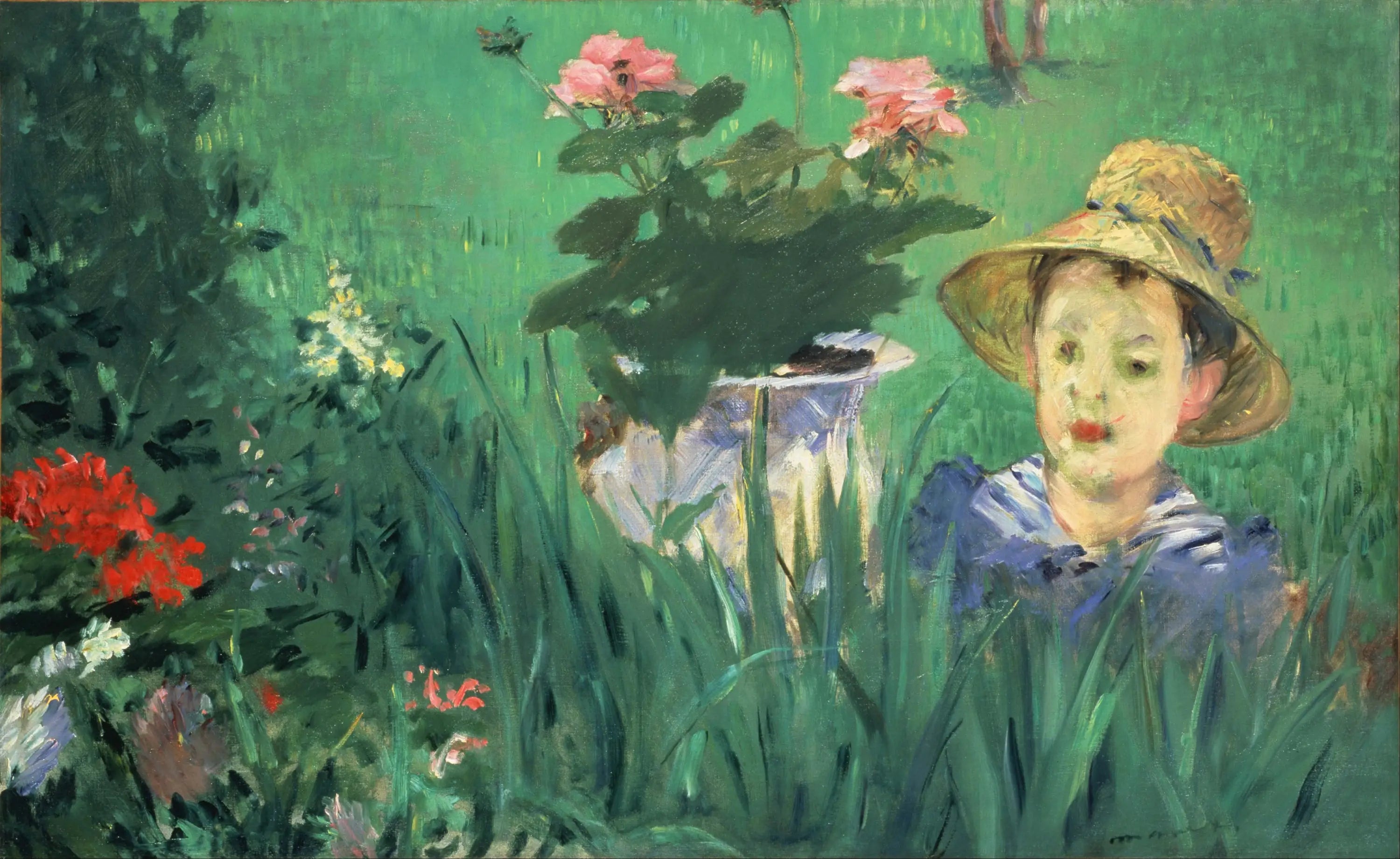 Reproduction du tableau « Garçon dans les fleurs (Jacques Hoschedé) - Édouard Manet » par Alpha Reproduction en peinture à l’huile