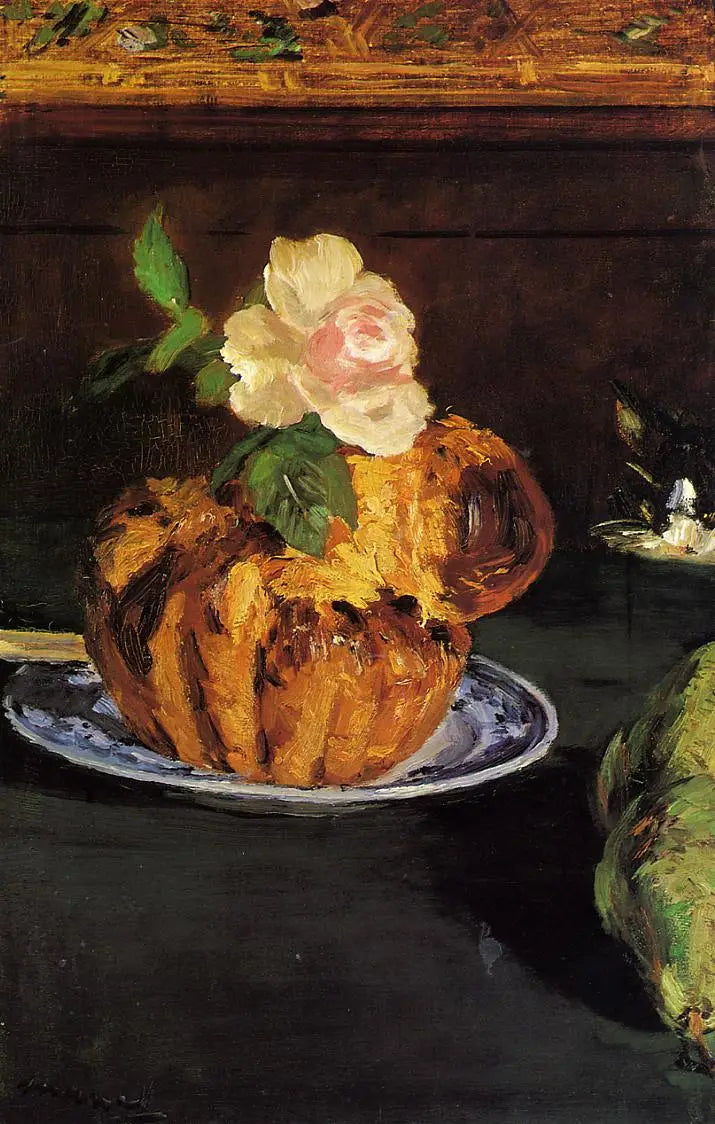 Reproduction du tableau « Nature morte, Brioche - Édouard Manet » par Alpha Reproduction en peinture à l’huile