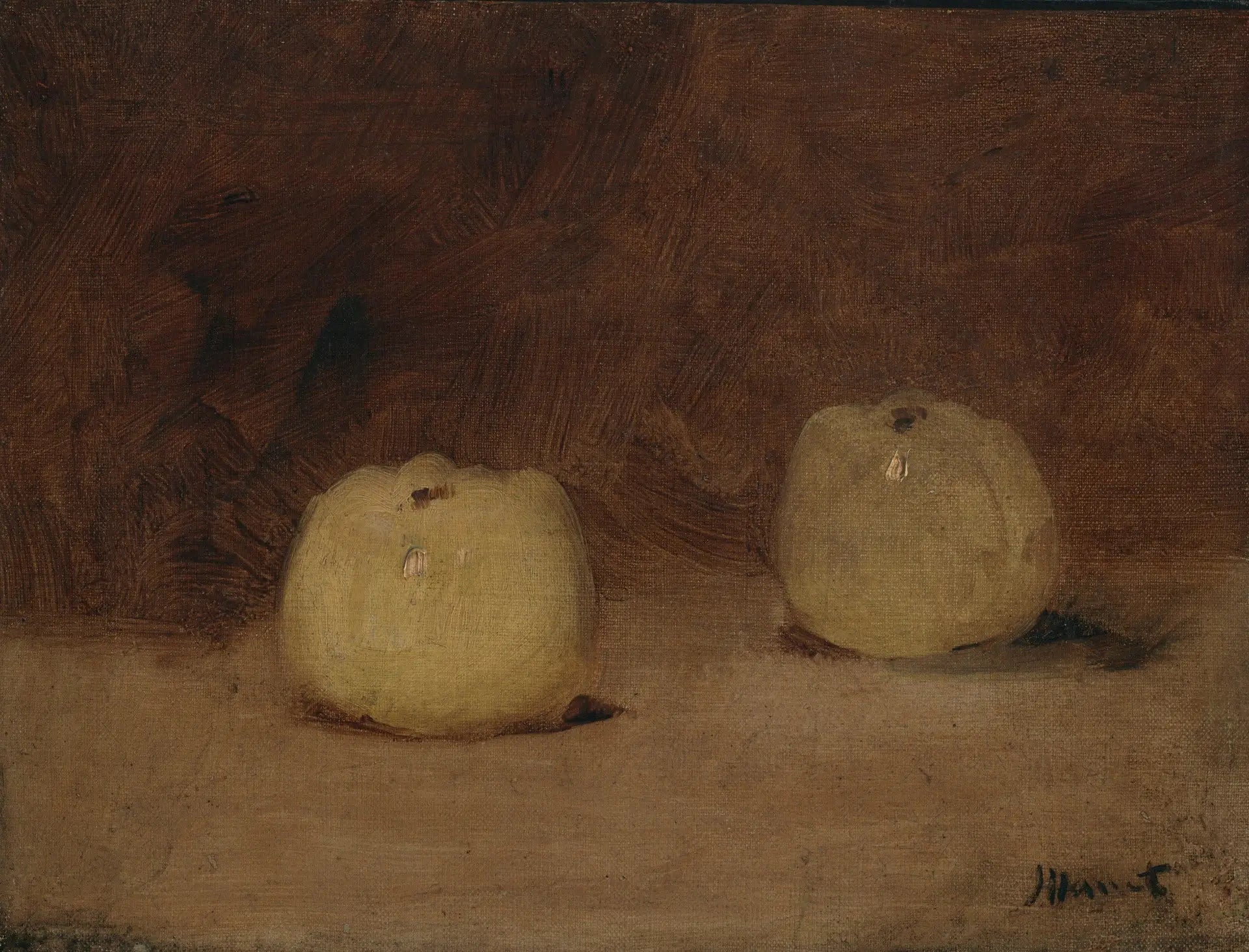 Reproduction du tableau « Nature morte aux deux pommes - Édouard Manet » par Alpha Reproduction en peinture à l’huile