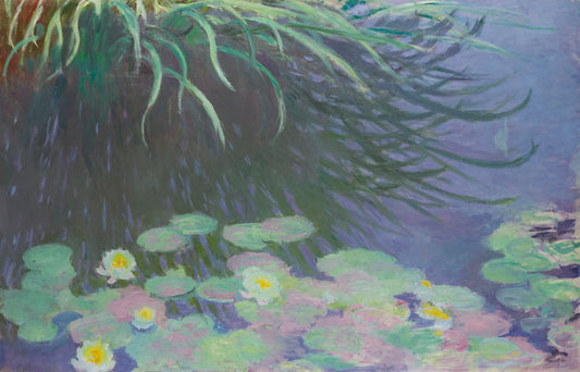 🌿 Ninféias com reflexos de altas ervas, Claude Monet