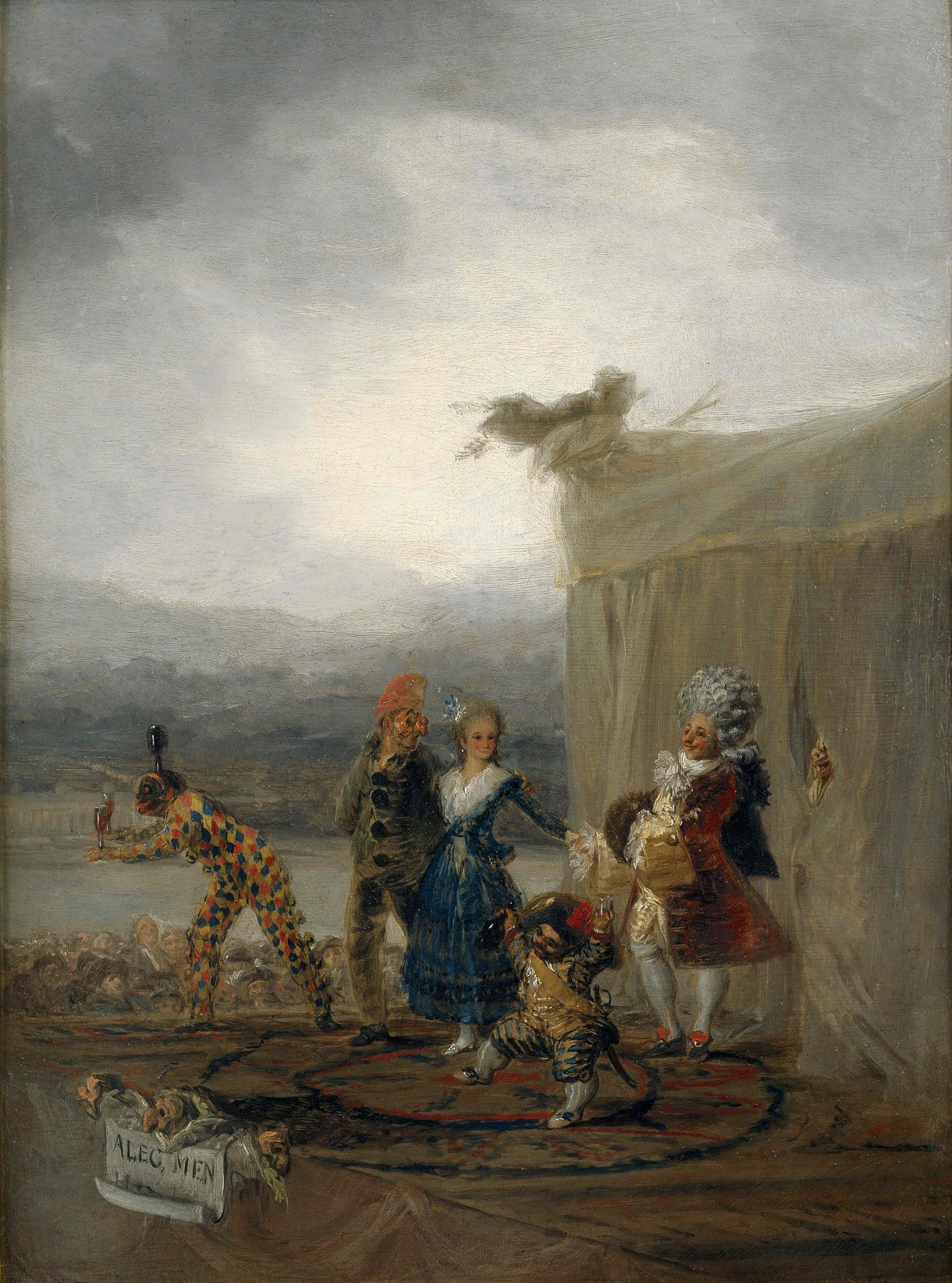 Reproduction du tableau « Des acteurs comiques ambulants - Francisco de Goya » par Alpha Reproduction en peinture à l’huile