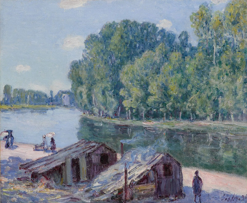 Cabana à beira do canal do Loing, Efeito de sol - Alfred Sisley
