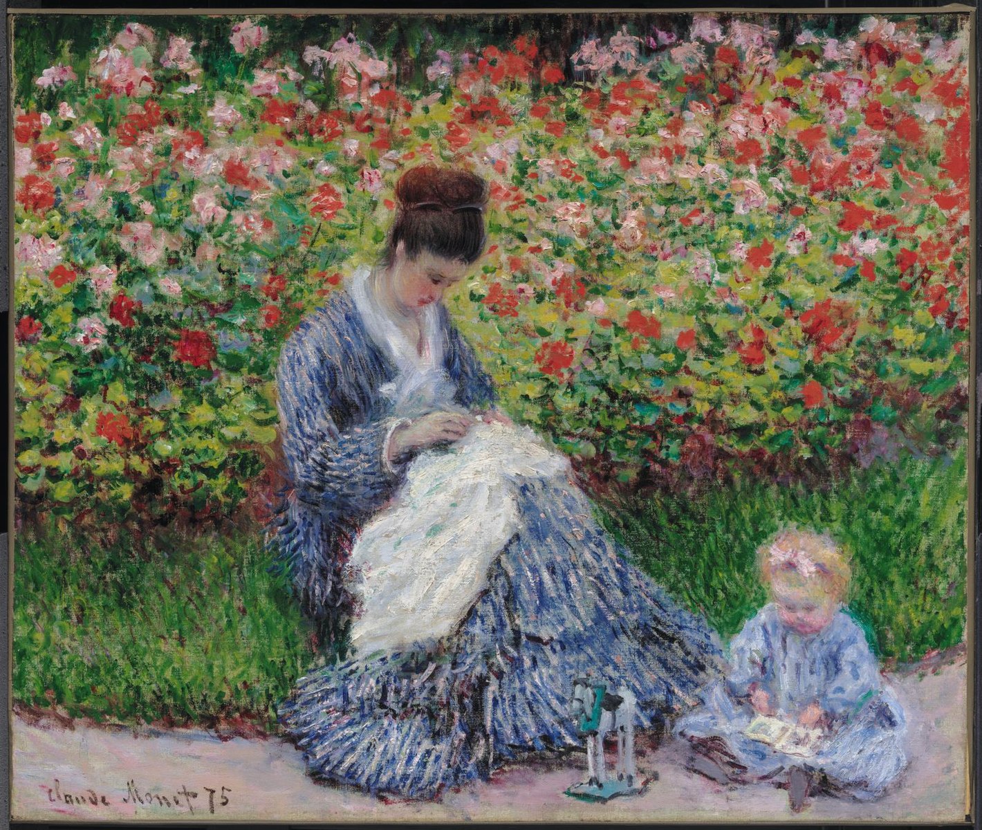 🌼 Camille Monet e a criança no jardim – Claude Monet (1875)