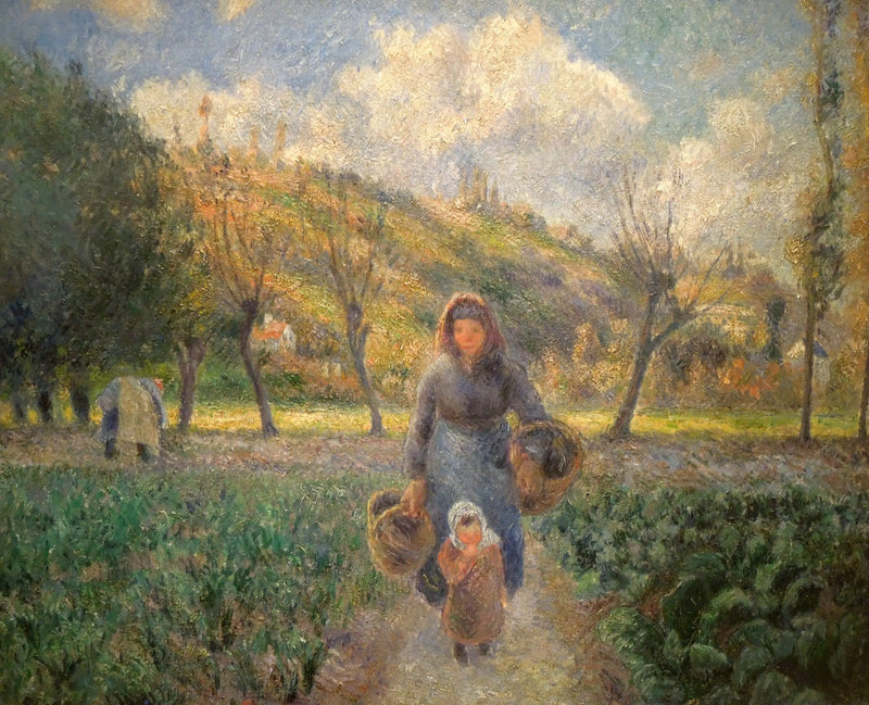 Camponesa e criança voltando dos campos, Auvers-sur-Oise - Camille Pissarro