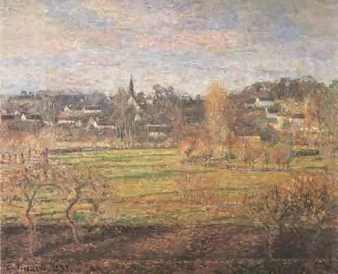 Reproduction du tableau « Février, soleil levant, Bazincourt - Camille Pissarro » par Alpha Reproduction en peinture à l’huile
