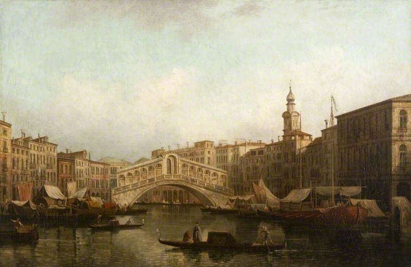 Venise : Le Grand Canal, avec le pont du Rialto vu du sud - Canaletto