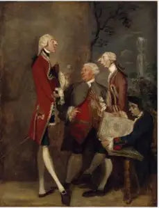 Caricatura de Thomas Brudenell, barão Bruce, do honorável John Ward, de Joseph Leeson, futuro 2º conde de Milltown, e de Joseph Henry de Shafford. - Joshua Reynolds