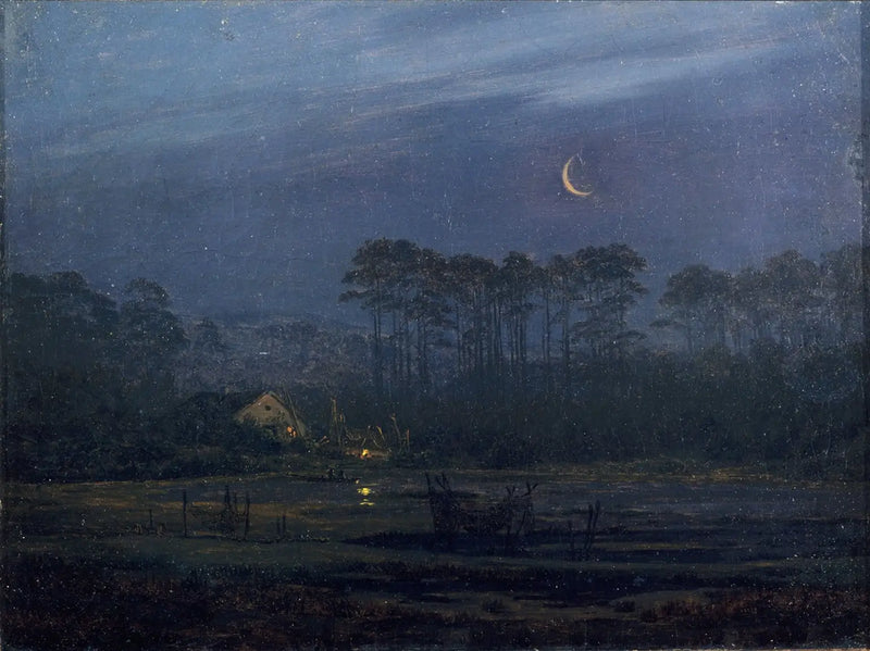 Noite à Beira do Rio - Caspar David Friedrich