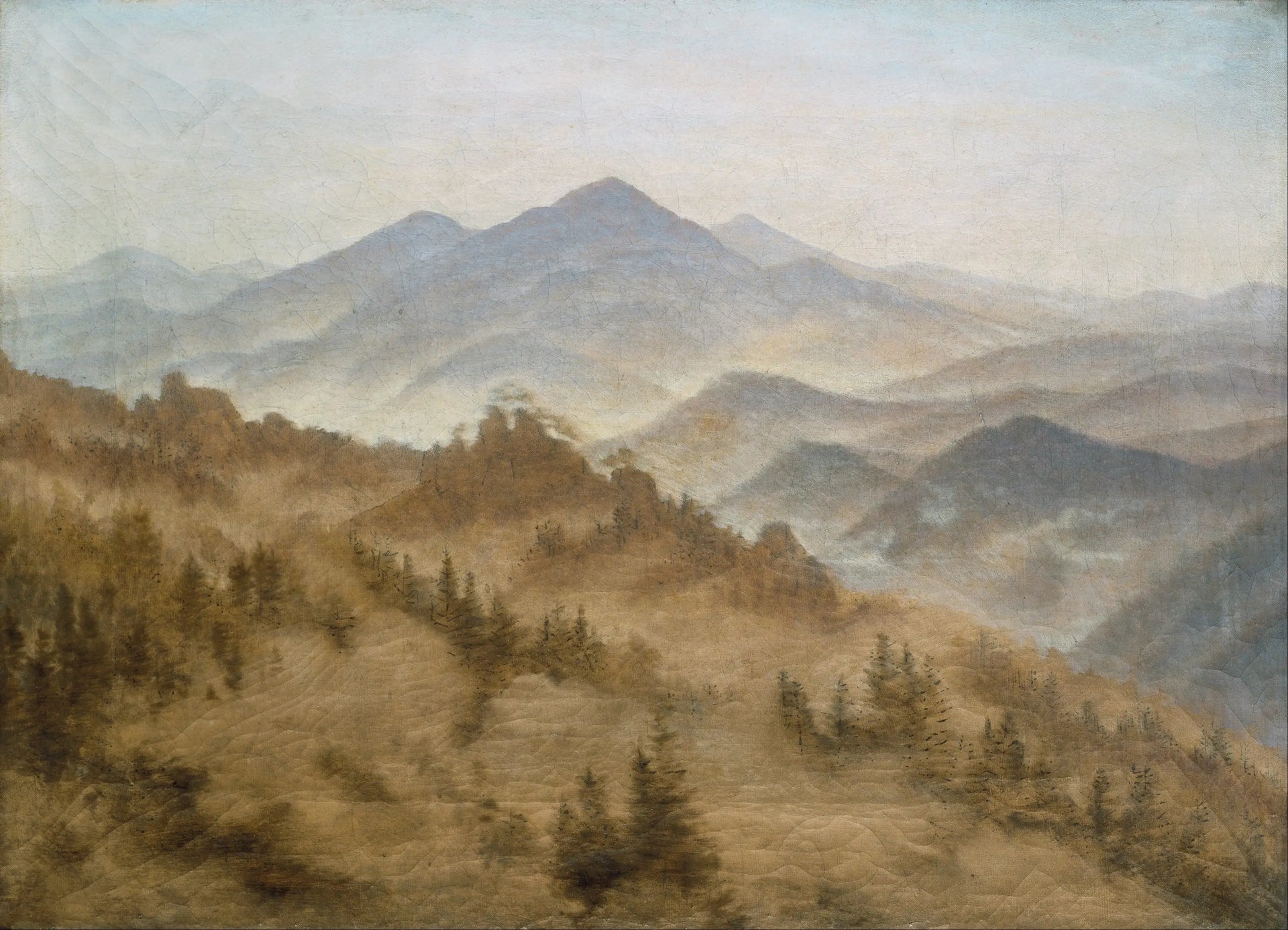 Paysage avec le mont Rose dans la Suisse bohème - Caspar David Friedrich image 1 reproduction réalisée par Alpha Reproduction