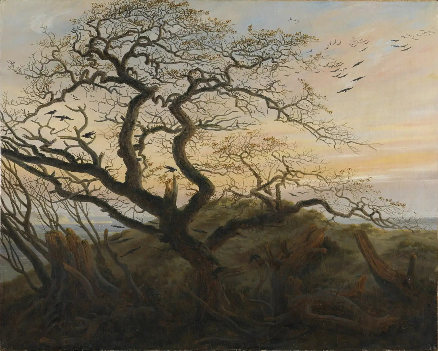 Reproduction du tableau « Corbeaux sur un arbre - Caspar David Friedrich » par Alpha Reproduction en peinture à l’huile