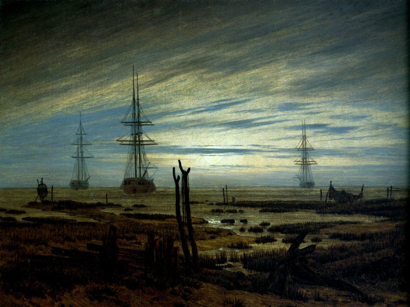 Navios Ancorados - Caspar David Friedrich