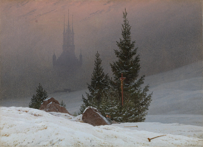 Paisagem de inverno com igreja - Caspar David Friedrich