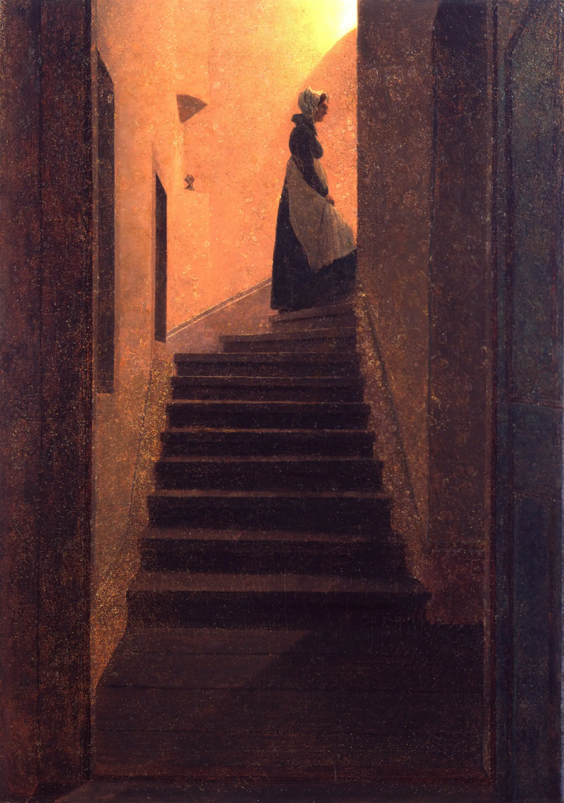 Mulher subindo em direção à luz - Caspar David Friedrich