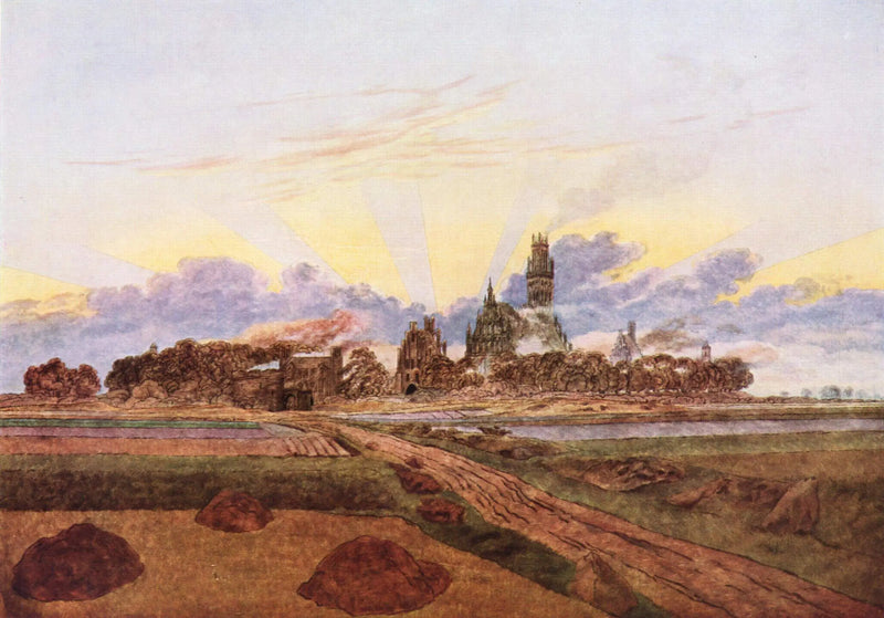 Neubrandenburgo em chamas - Caspar David Friedrich