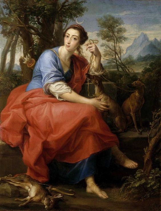 Retrato presumido da marquesa Caterina Gabrielli no papel de Diana - Pompeo Batoni