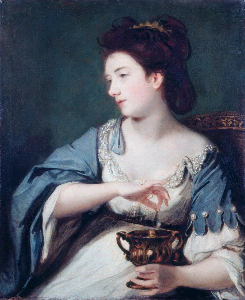Kitty Fisher (1741–1767) no papel de Cleópatra dissolvendo a pérola - Joshua Reynolds