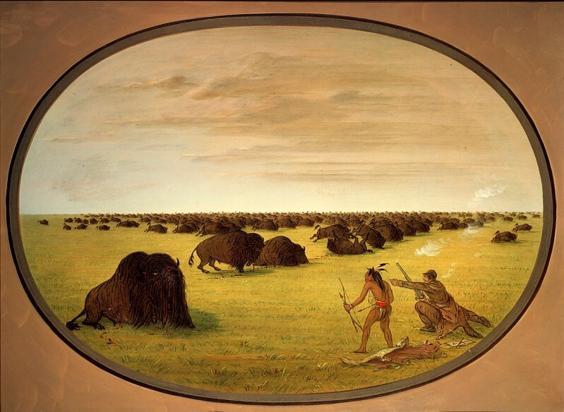 Catlin et l'Indien attaquant le bison - George Catlin
