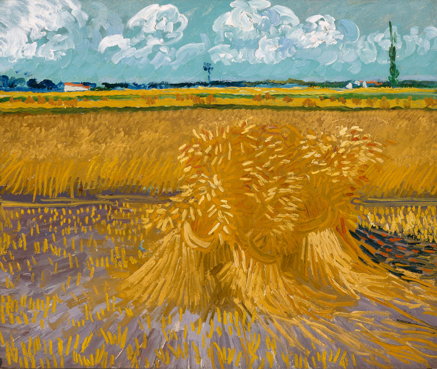 🌾 Campo de trigo com feixes – Vincent van Gogh (cerca de 1885–1890)