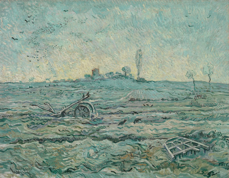 Campo nevado com grade - Vincent van Gogh