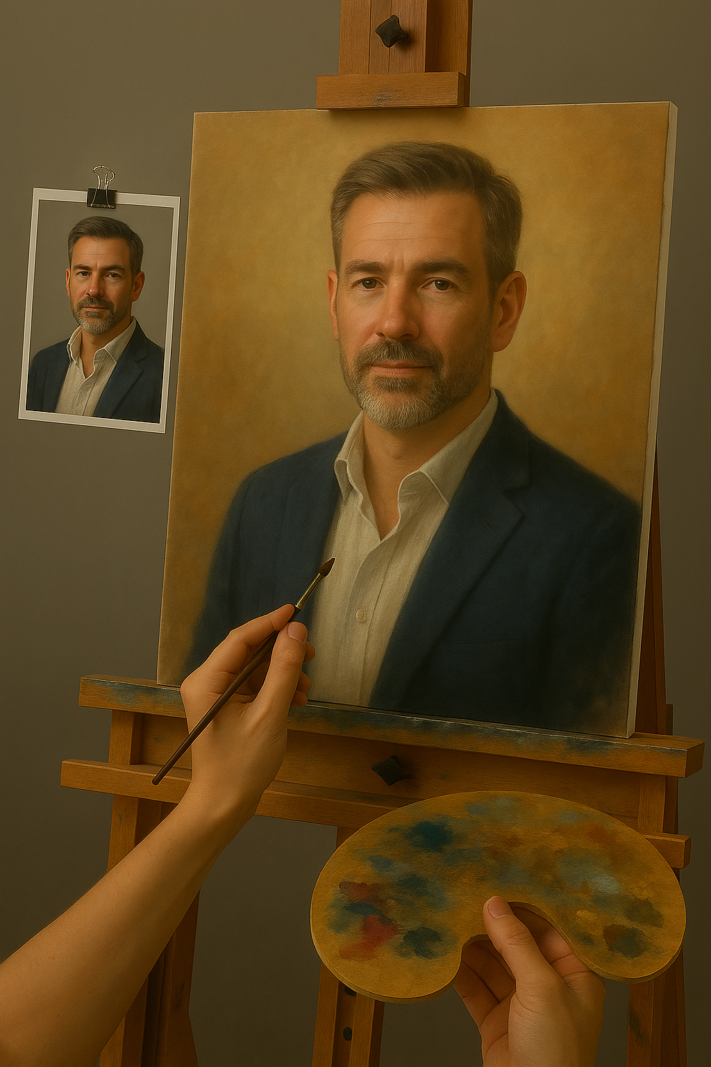 🎨 Quadro Retrato Personalizável 1 Pessoa – Pintura a Óleo Única
