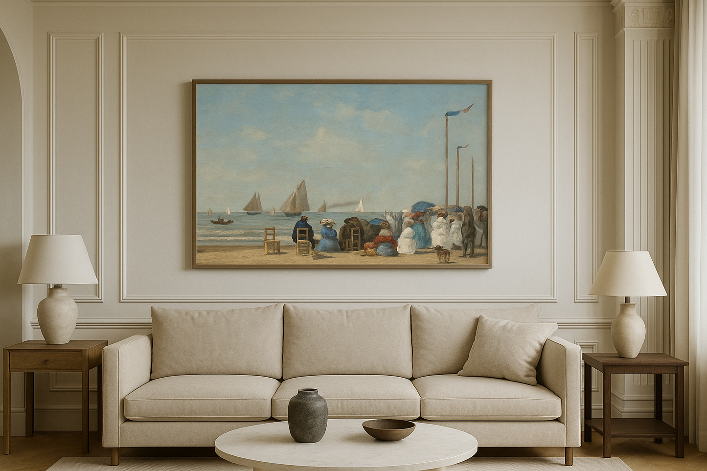 🏖️ Cena de praia em Trouville – Eugène Boudin (1863)