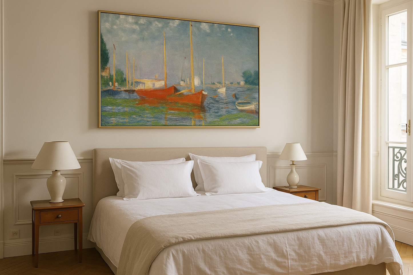 🎨 Os Barcos Vermelhos em Argenteuil – Claude Monet, por volta de 1875