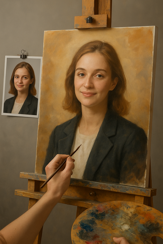 🎨 Quadro Retrato Personalizável 1 Pessoa – Pintura a Óleo Única
