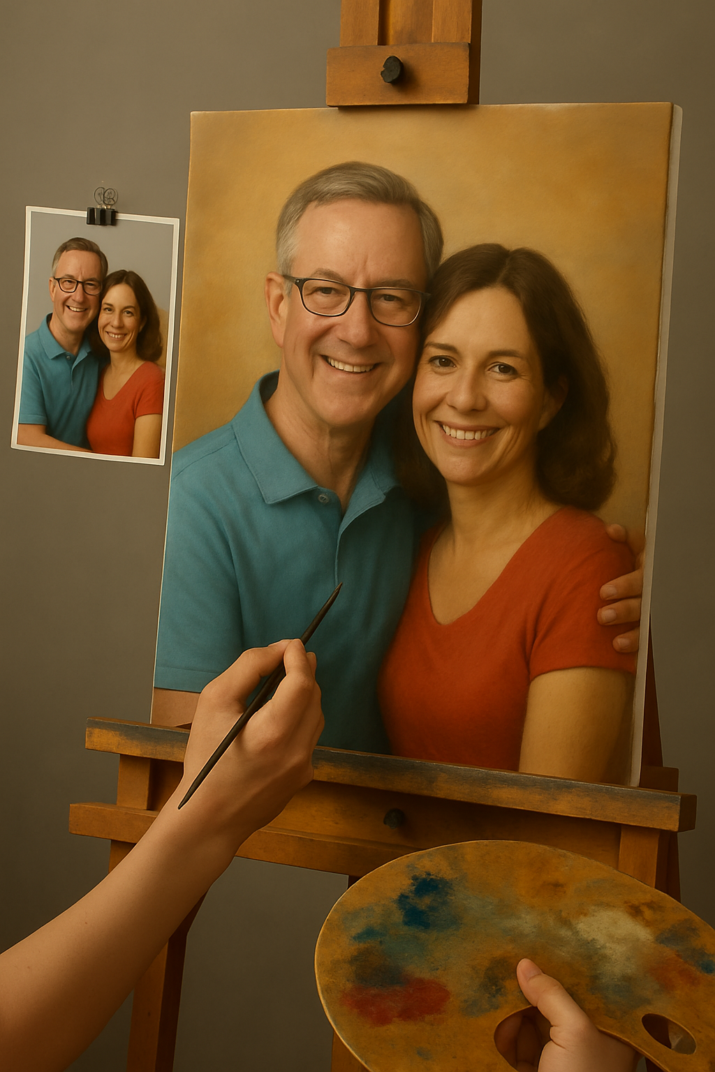 💑 Quadro personalizado para casal – Pintura a óleo única e emocional