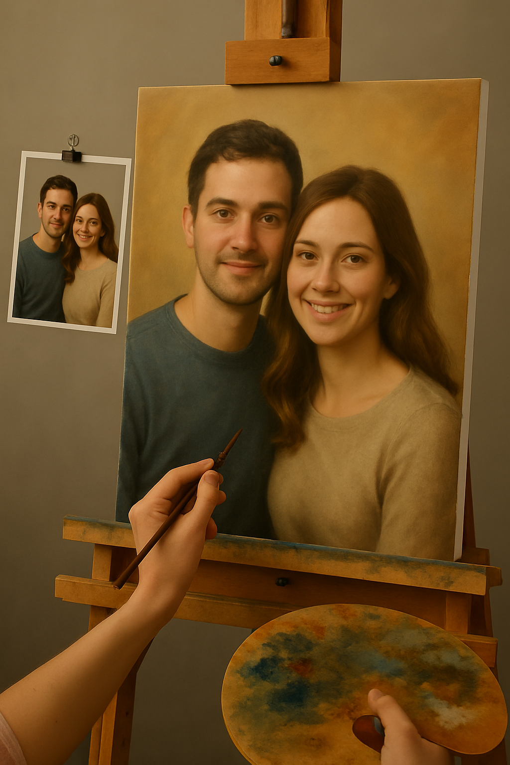 💑 Quadro personalizado para casal – Pintura a óleo única e emocional