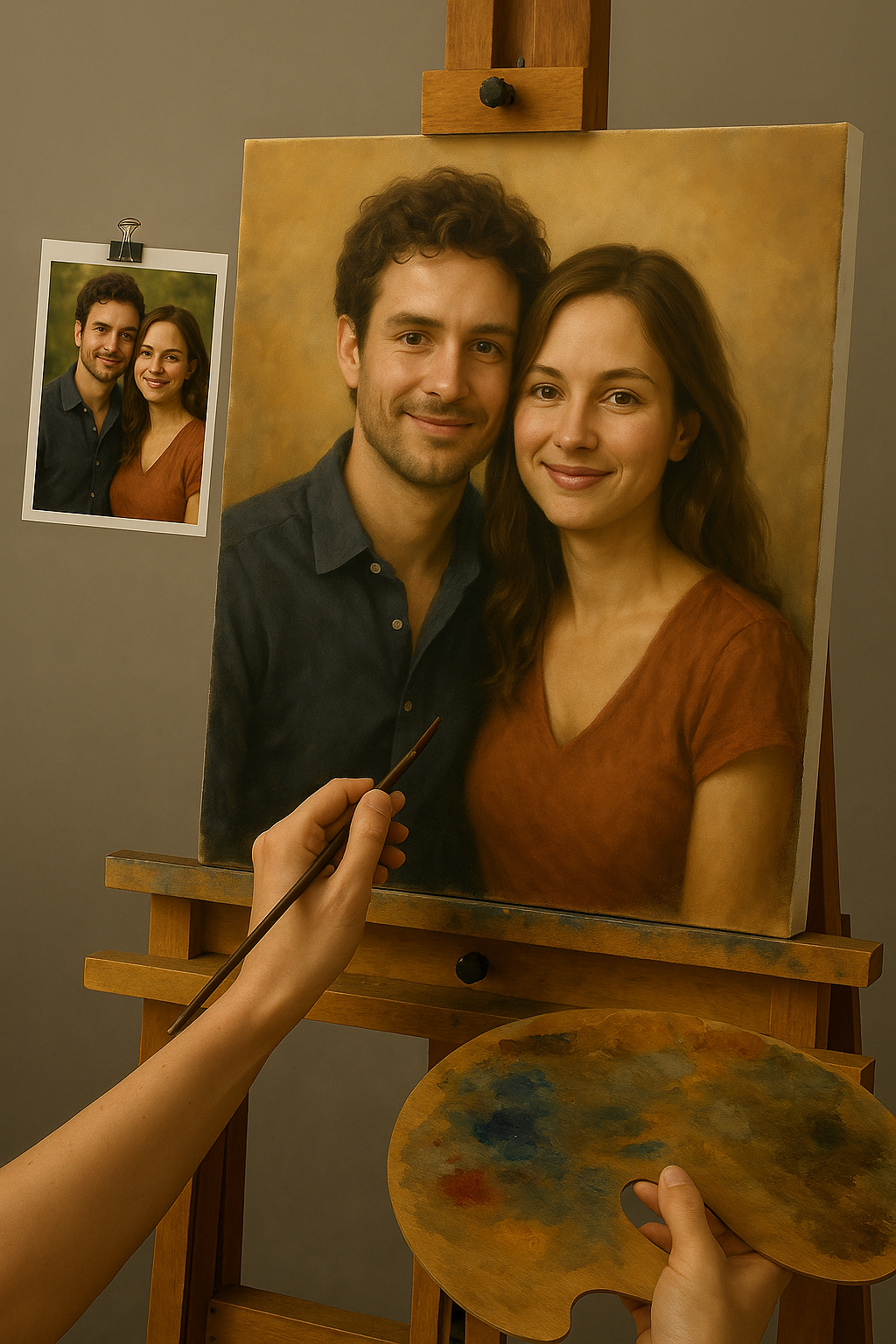 💑 Quadro personalizado para casal – Pintura a óleo única e emocional