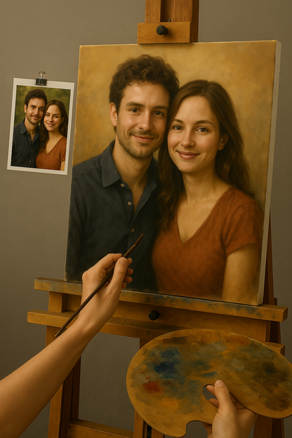 💑 Quadro personalizado para casal – Pintura a óleo única e emocional