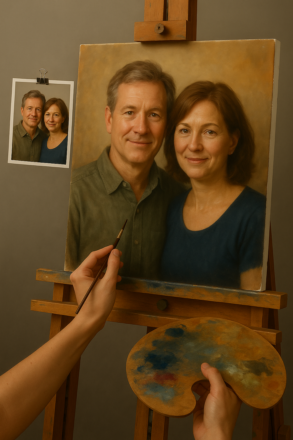 💑 Quadro personalizado para casal – Pintura a óleo única e emocional