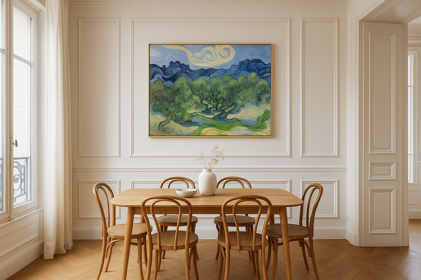 🖼️ Oliveiras com as Alpilles ao fundo – Vincent van Gogh (1889)