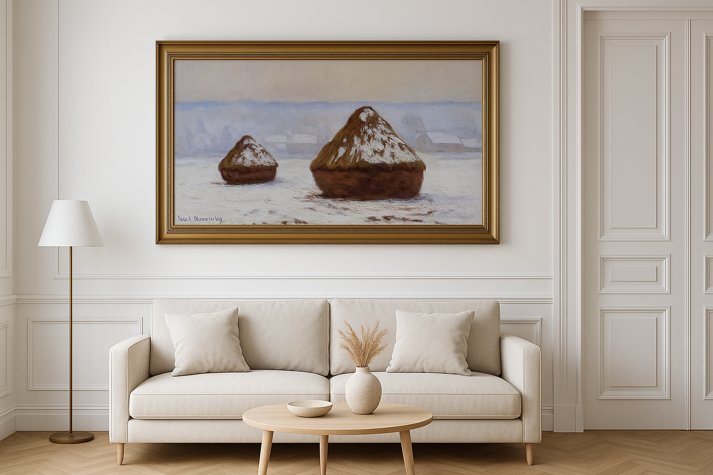 Meules, efeito de neve de Claude Monet