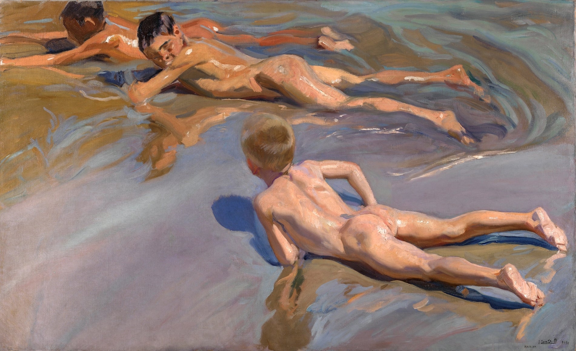 Reproduction du tableau « Enfants à la plage - Joaquín Sorolla » par Alpha Reproduction en peinture à l’huile