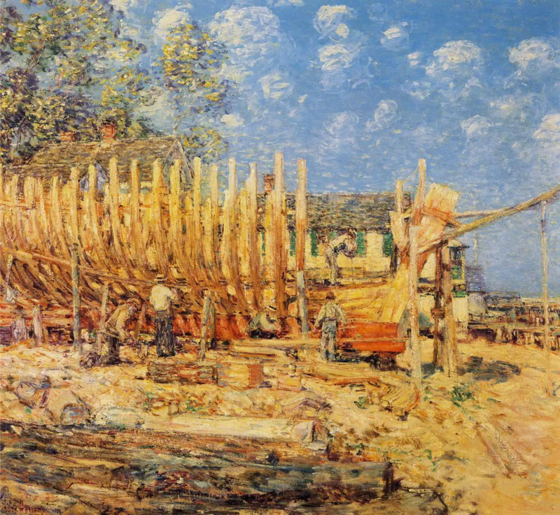 Construção do veleiro, Provincetown - Childe Hassam