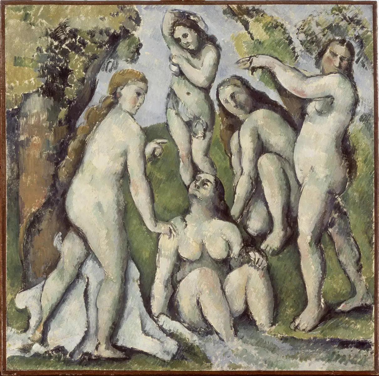 Reproduction du tableau « Cinq baigneuses - Paul Cézanne » par Alpha Reproduction en peinture à l’huile