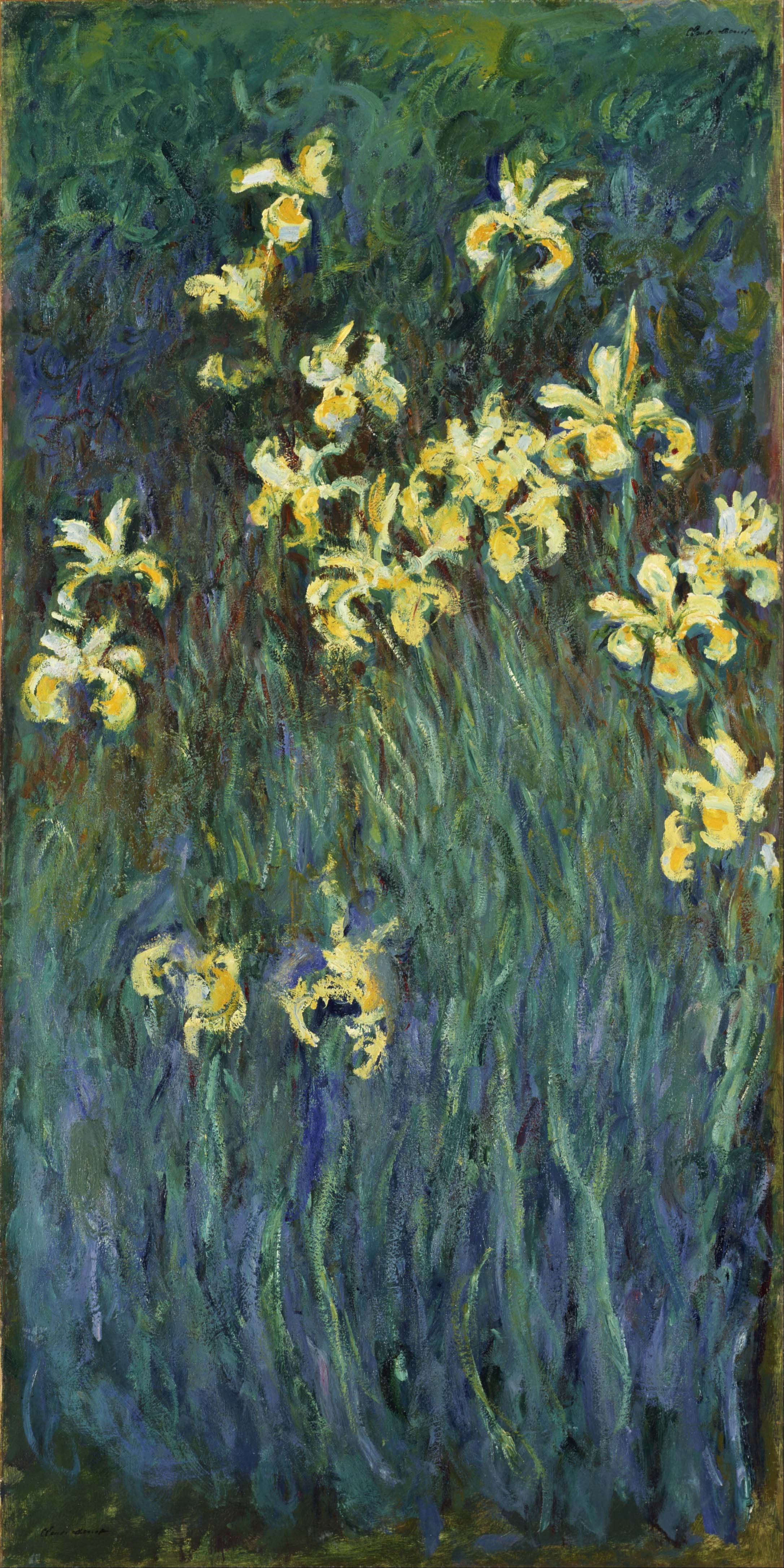 Reproduction du tableau « Les iris jaunes - Claude Monet » par Alpha Reproduction en peinture à l’huile