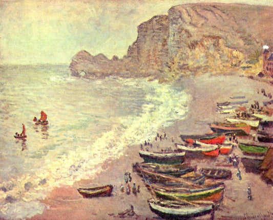 Reproduction du tableau « Étretat : la plage et la porte d'Amont - Claude Monet » par Alpha Reproduction en peinture à l’huile
