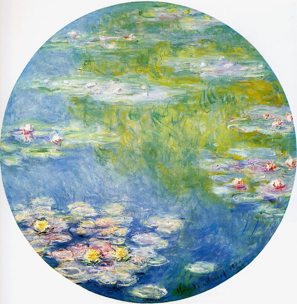 🎨 Ninféias, 1908 – Claude Monet (versão circular)