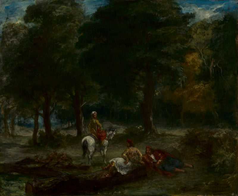 Cavaleiros gregos em repouso em uma floresta - Eugène Delacroix