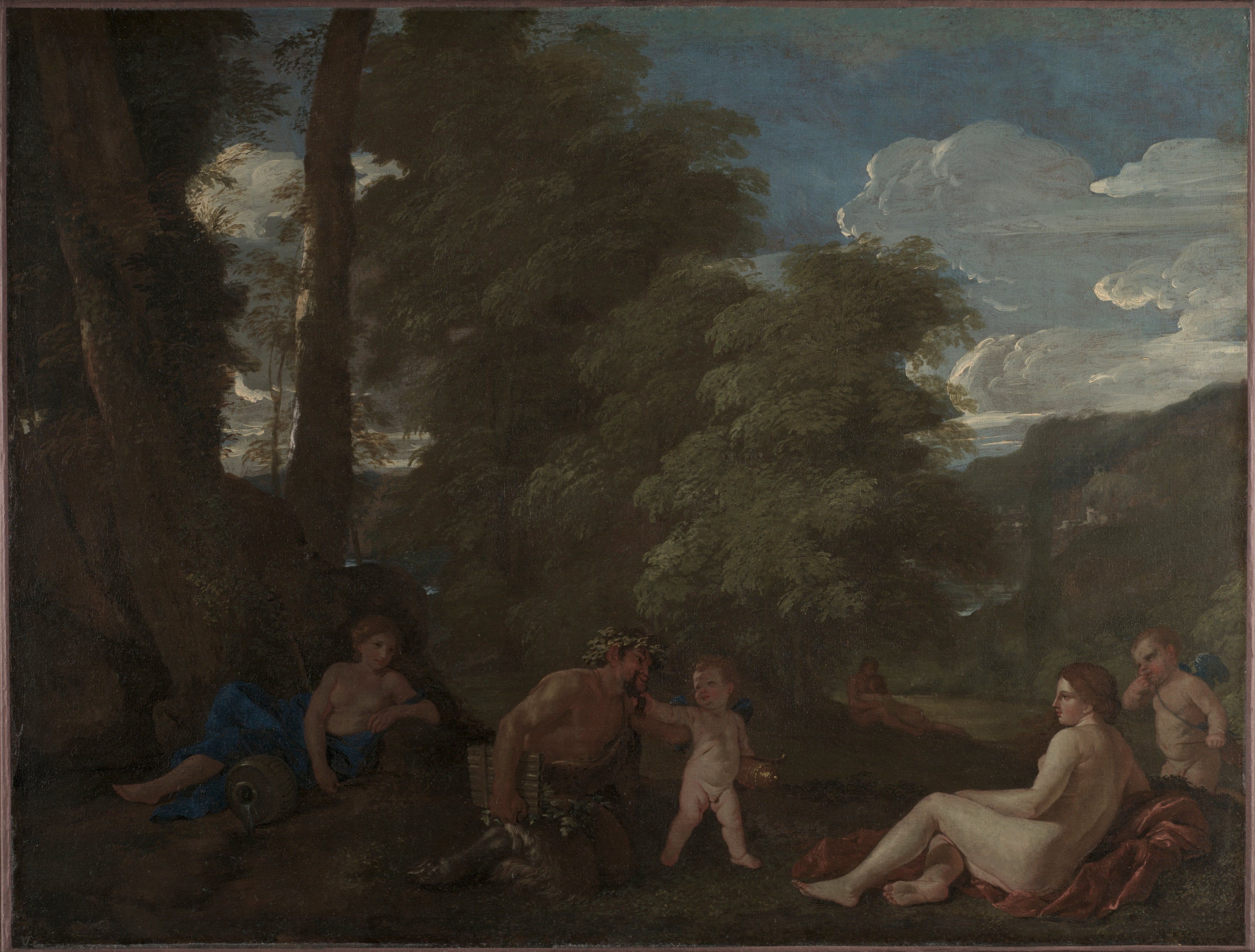 Paysage avec une nymphe et un satyre - Nicolas Poussin