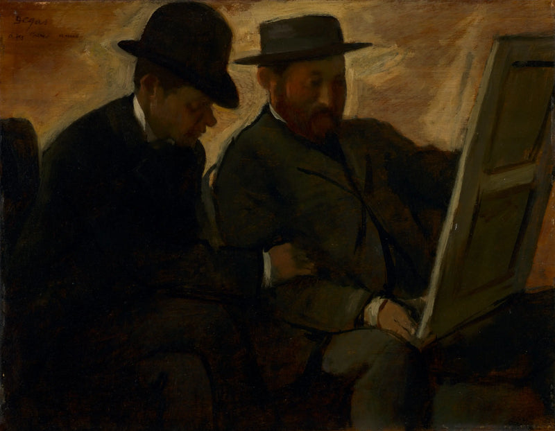 Paul Lafond e Alphonse Cherfils examinando uma pintura - Edgar Degas