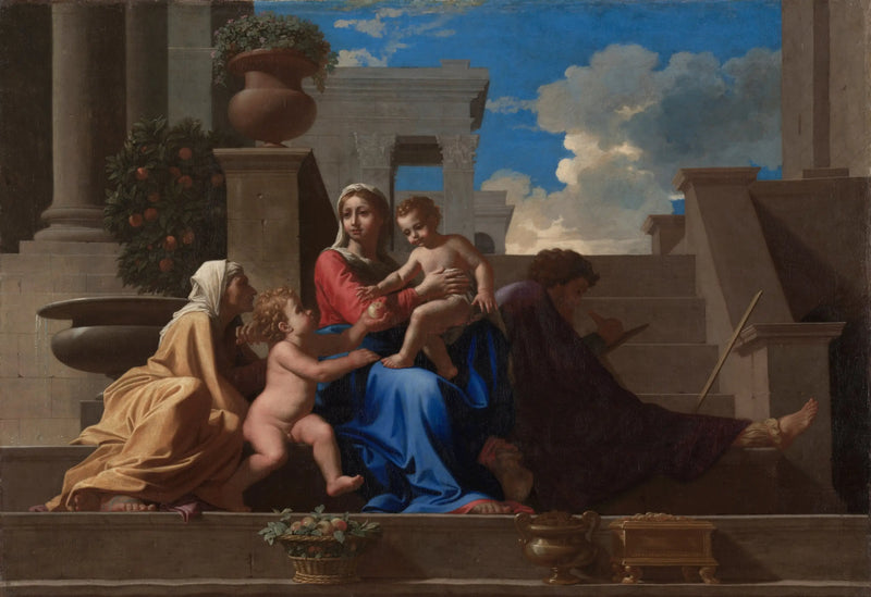 A Sagrada Família na escadaria - Nicolas Poussin