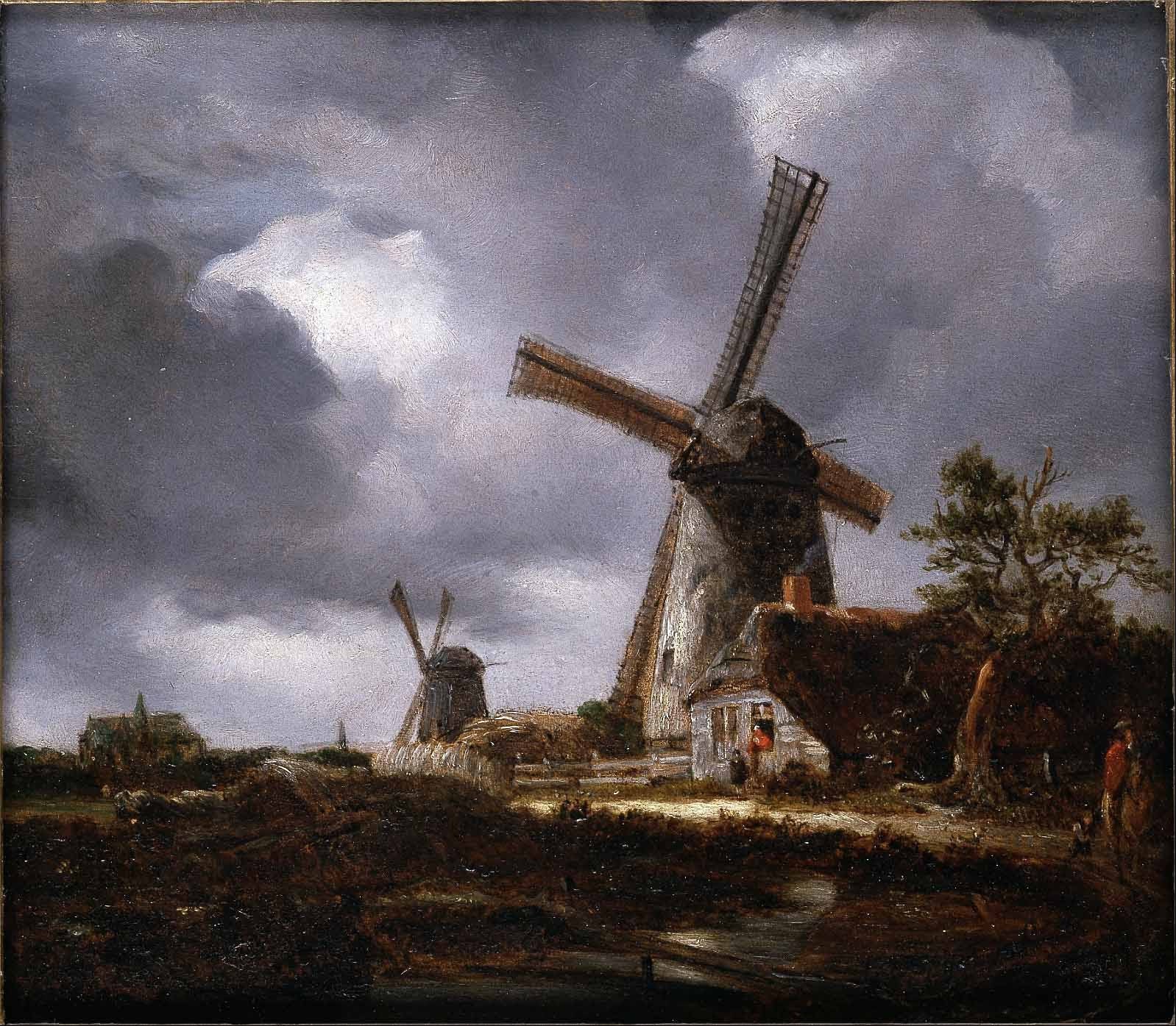 Paysage avec moulins à vent près de Haarlem, d'après Jacob van Ruisdael - John Constable