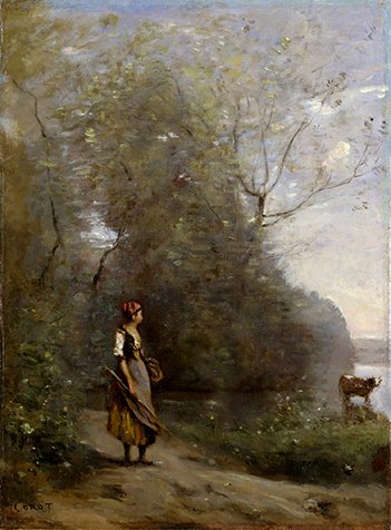 Fille dans une forêt - Jean-Baptiste Camille Corot