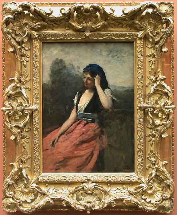 Jeune Femme à la jupe rose - Jean-Baptiste Camille Corot