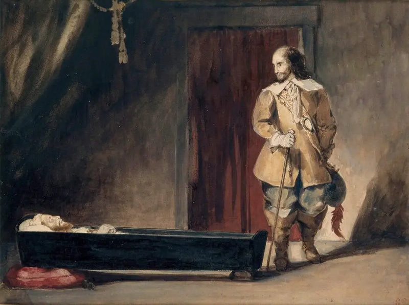 Cromwell diante do caixão de Carlos I - Eugène Delacroix
