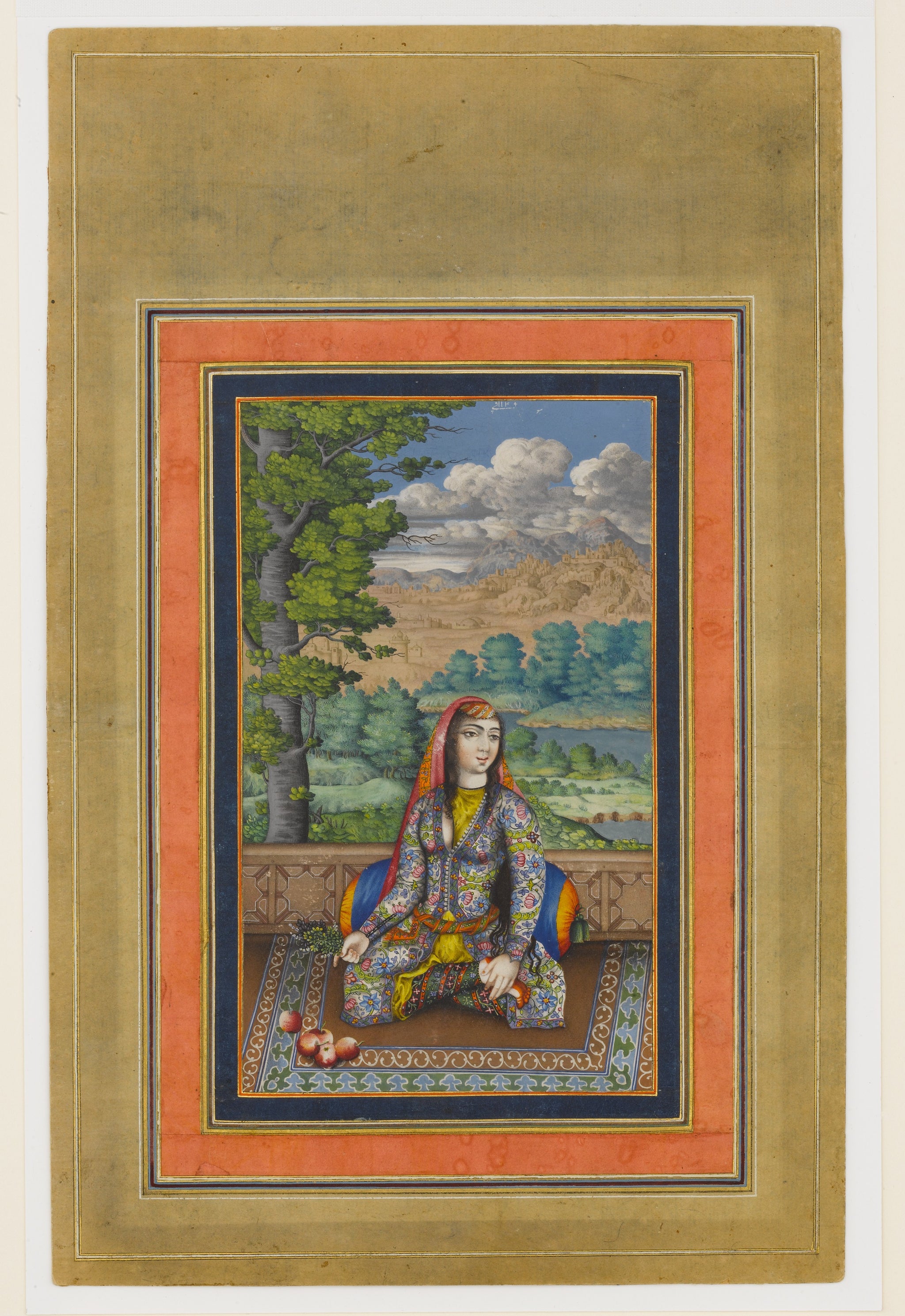 Portrait d’une dame persane, Atelier persan anonyme, dated 1149 AH/1736–37 CE