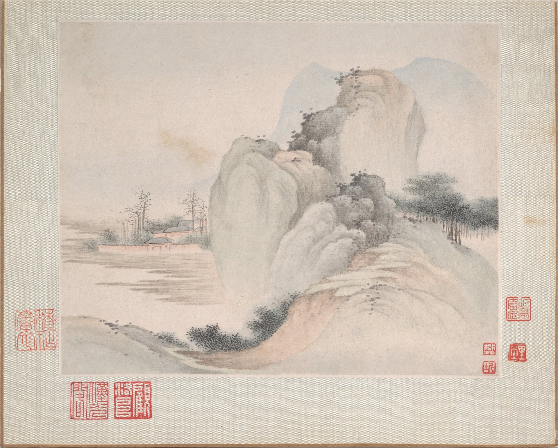 Landscapes painted for Yuweng, Fan Qi, dated 1673 — peinture chinoise